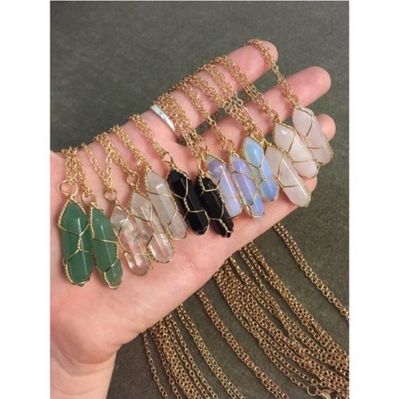 Wire Wrapped Crystal Necklace, Healing Crystals - Picture 9 of 11